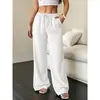 2026 Verano Europeo y Americano Transfronterizo Amazon Nuevos Pantalones Casuales para Mujer de Color Sólido con Textura, Cintura Elástica, Bolsillos, Pierna Ancha