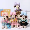 Llavero Colgante de Perro de Peluche de Dibujos Animados Llavero Creativo con Lazo para Coche