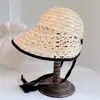 Chapéu de Pescador Ráfia Trançado Vazado Estilo Japonês para Mulheres, Chapéu de Palha Versátil Respirável de Verão para Proteção Solar, Boné de Beisebol Guarda-Sol para Férias