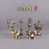 Ornatos de Latão Puro Estilo Antigo Sanxingdui, Figura de Latão em Pé com Máscara de Olhos Salientes, Artesanato em Forma de Pássaro Deus do Sol