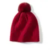 Touca 100% Caxemira Pura para Mulheres, Outono e Inverno Espessada com Pom-Pom e Proteção de Orelha, Moda Retrô Casual Versátil Touca Tricotada em Cabo