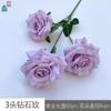 Rosa diamante de tres cabezas Nueva tela de lana rosa rosa enamorada Paisaje de boda coreano flor artificial belleza para ventana de hogar flor de seda
