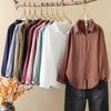 Camisa de manga larga de algodón de doble capa, básica, sencilla y combinable, para mujer, suave y agradable para la piel, para bebé.
