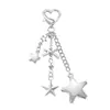 Y2K Moderno y Elegante de Alto Valor Cadena de Strass Plateado Lazo Hueco Estrella CCB Llavero Colgante de Bolso