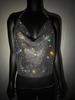 Aliexpress Europeu e Americano Metal Strass Glitter Slim Sem Costas Decote em V Profundo Estilo Curto Personalizado Gola Halter Camisola Tubinho
