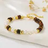 2025 Nuevo Collar Pulsera de Perlas de Agua Dulce Cadena de Suéter de Piedra Ojo de Tigre Maillard Diseño de Alta Gama
