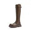 Nuevas botas largas de otoño e invierno con tacón de 5 cm de grosor, botas de jinete de suela alta en color café y negro