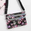 Nova bolsa de ombro multicamadas estilo coreano bolsa mensageiro bolsa pequena de tecido com flores leve bolsa feminina bolsa de lona para celular bolsa de mãe