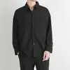 Camisa de pana de manga larga de color liso para hombre estilo Hong Kong 2024 nuevo otoño pareja suelta solapa forro neutro L