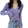 Nuevo Cardigan de Punto Blanco Delgado de Verano 2025 para Mujer Abrigo Exterior Protector Solar Cintura Alta Top Corto Abrigo de Seda de Hielo