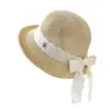 Chapéu de sol de fita com laço estilo Hepburn francês para mulheres, chapéu bucket para férias de verão na praia, chapéu de pescador dobrável com proteção solar