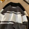 Moletom Gola Careca Contraste de Cores Americano Masculino Moda Outono Tamanho Plus Solto Início do Outono Volta às Aulas Manga Longa para Meninos