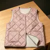 Chaleco Ligero de Algodón Estilo Nuevo 2026 para Mujer, Chaleco Corto sin Cuello Otoño e Invierno, Chaqueta Redonda Talla Grande