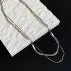 Moda Retro Ins Tendencia Europea y Americana Apilado de Doble Capa Hueso de Serpiente Acero de Titanio Collar para Mujer Lujo Ligero Cadena de Collar Versátil Sin Decoloración