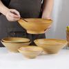 Tigela de Cerâmica Grossa Estilo Chinês para Macarrão de Carneiro Estilo Retrô Louça Doméstica Comercial Tigela de Sopa Cerâmica de Barro Tigela Grande com Alça Tigela Balde