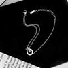 Colar Romano de Anel Duplo Feminino Aço Titânio Ouro Rosa Diamante Corrente Clavicular Moda Celebridade da Internet Versátil Senso de Alta Qualidade Não Desbota