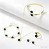 Venta Caliente Transfronteriza Traje de Joyería Flor de la Suerte Pulsera Acrílica Pulsera Collar de Trébol Anillo Pendientes para Mujeres Venta al por Mayor