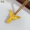 Colgante de Diosa Ángel con Alta Retención de Color Estilo Antiguo Chapado en Oro Incrustado con Diamantes, Collar Exquisito de Lujo Ligero, Cadena para Suéter, Estilo Tendencia Nacional