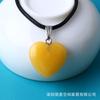 Collar de Amor de Cristal Natural Caliente Transfronterizo Material Luminoso Colgante de Corazón de Durazno 20 mm Colgante de Collar con Forma de Amor