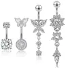 Anéis de umbigo clássicos de aço inoxidável conjunto de anéis de umbigo piercing corporal joias conjunto de 4 peças
