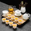 2026 Nuevo Modelo Porcelana de Jade Grasa de Oveja Juego de Té Kung Fu para Uso Doméstico, Incluye Gaiwan, Taza de Té y Mesa de Té, Juego de Tres Piezas