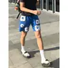 Shorts Esportivos Retos com Estampa de Espuma de Kapok Transfronteiriços para Homens e Mulheres, Calças Casuais de Verão, Shorts de Cinco Pontos Pesados de Caimento Solto