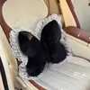 Soporte Cruzado para Cabeza y Cintura de Coche con Lazo Creativo, Nuevo Producto Transfronterizo, Cojín de Asiento de Coche, Almohada para el Cuello, Cojín de Felpa para Soporte Lumbar de Coche