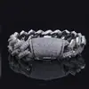 Europeu e Americano Transfronteiriço 20mm Três Fileiras Diamante Losango Corrente Cubana Hip-Hop Tendência Joia Totalmente Diamantada Zircônia Pulseira Masculina Personalização