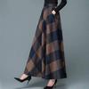 Saia Xadrez de Lã Outono e Inverno Feminina Retrô Nova plus size Midi Linha A Saia Larga Cintura Alta Slim Longa