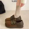 Cuero Genuino Suela Suave Pies Que No Se Cansan Cobertura Total Zapatos Birkenstock para Mujer Felpa Plus Cálidos Zapatos de Algodón de Un Paso Zapatos Mary Jane Mocasines