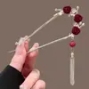 Peineta Clásica China Estilo Nuevo Estilo Antiguo Peineta Tocado Hanfu Peineta Flor de Rosa Accesorios para el Cabello Peineta con Borla