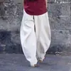 2024 Comercio Exterior Transfronterizo Amazon Europa y América Algodón y Lino Holgados Pantalones Casuales para Mujer Costuras Color Sólido Pantalones de Meditación Zen