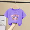 Camiseta de Algodão Puro de Manga Curta para Meninas Verão 2026 Novo Estilo Coreano Moda Desenho Animado Gola Redonda Top Solto para Crianças de Meio e Grande Porte
