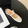Tacón Grueso, Tacón Medio, Medias Zapatillas Abiertas en la Punta, Ropa de Verano para Mujer, Nuevas Sandalias Tejidas, Sandalias de Playa, Muller de Hada