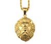 Fábrica de origen transfronterizo Hip hop punk europeo y americano moderno Collar de hombre moderno de acero de titanio con cabeza de león chapada en oro