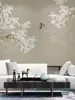 Papel Tapiz Artístico Moderno Estilo Chino con Flor de Magnolia y Pájaro, Estética Elegante para Fondo de Sofá, Dormitorio, Estudio, Arte de Pared Decorativo Ecológico