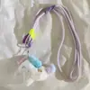 Muñeca Colgante de Peluche de Caballo Blanco y Azul de Dibujos Animados Colgante para Teléfono Móvil Colgante Lindo Anti-Caída para Niña Cadena para Teléfono Móvil Lanyard para Mochila