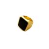 Moda europea y americana anillo cuadrado de ágata negro liso latón minimalista exagerado anillo neutral moda gente de moda anillo de celebridad de internet