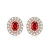 Brincos de tarracha coloridos com diamantes para venda quente ao vivo anel de brinco de tarracha Ruby natural de imitação Oval de 6 quilates de alta qualidade incrustado