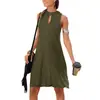 Fc464 Spot Primavera y Verano 2023 Ropa de Mujer Amazon Europea y Americana Elegante Ropa de Trabajo Color Sólido Sin Mangas Talla Grande Vestido