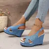 Sandalias boca de pez comercio exterior tacón de cuña MU estilo nuevo 2026 moda europea y americana hebilla TE transfronterizo talla grande Amazon dropshipping