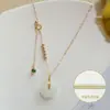 Collar de Cuentas de Jade Hetian para Mujer con Colgante, Cadena para Clavícula, Diseño de Nicho de Jade, Joyería al por Mayor Estilo Ins