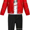 El Camino Hacia el Estatus de Superestrella: Disfraz de Escenario de Michael Jackson Cosplay Chaqueta Roja de Cuero Atuendo de Cosplay para Role Play