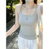 Camisola a rayas estilo coreano para chica atractiva con almohadillas en el pecho, versátil, adelgazante, sexy, adecuada como prenda exterior, espalda bonita, top sin mangas para mujer en verano