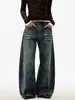 Jeans Negros Barbudos Retro Americanos para Hombres y Mujeres, Corte Limpio, Lavado Vintage, Corte Holgado, Pantalones de Pierna Ancha para Parejas, Modernos