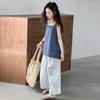Conjunto de Verão Sem Mangas para Meninas 2025 Novo Estilo Crianças Maiores Verão Estilo Coreano Top Colete Calça Casual Infantil Conjunto de Duas Peças