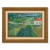 Moldura Dourada Retrô Campo de Pessegueiros em Flor de Van Gogh Céu Estrelado Estilo Pintura a Óleo Sala de Estar Entrada Pintura de Parede Emoldurada Pintura Decorativa Personalizado