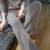 Calça de Lã Wide-Leg para Mulheres, Cintura Alta, Solta, Casual, Outono e Inverno, Engrossada, Corte Reto, Amiga para Baixinhas, Versátil, Calça de Caxemira