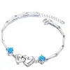 Pulseira de Cristal Moda Coreana Feminina Coração a Coração Joias para Presente de Aniversário de Namorada Atacado