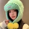 Chapéu de tricô versátil estilo coreano com abas para as orelhas, chapéu de lã estilo japonês com punho pequeno, chapéu quente feminino para outono e inverno, versátil e moderno, com forro de pelúcia
